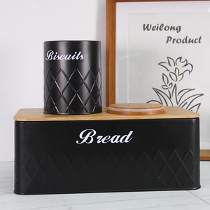 Kitchen Metal Bread Bin Set Canister Sets with Bread Box Loaf Pastries Baked Goods Storage Box Canisters metal Bread Bin Set