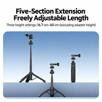 Trépied extensible portable pour téléphone, appareil photo, GoPro, DJI Osmo, caméra d'action Insta360, vlog, selfie, diffusion en direct