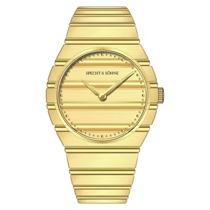 Reloj de cuarzo ultrafino para hombre, cristal de zafiro con revestimiento de oro PVD, acero inoxidable de 37 mm, resistente al agua hasta 50 m - Product Image 1