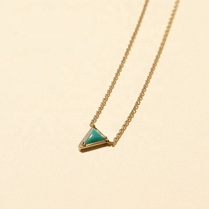 Trendy Stone <strong>Necklaces</strong> for Women Fine Chains Gold Plated Triangle Shape Blue <strong>Turquoise</strong> <strong>Necklace</strong> - Product Image 2