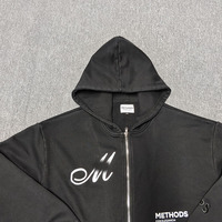 Sweat à capuche zippé d'hiver personnalisé de haute qualité, grande taille, vintage, en coton épais, imprimé et brodé pour hommes
