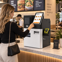 Kiosque de commande en libre-service à écran tactile de 15,6 pouces pour restaurant, commerce de détail, supermarché avec accepteur de billets et de pièces, paiement par carte SDK