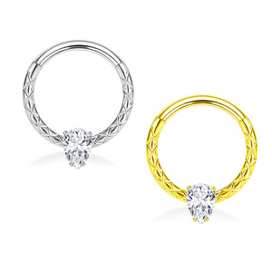 Teardrop Shape Zircon Hinged <b>Nose</b> <b>Ring</b> <b>Silver</b> Gold Prong Setting Fashion Piercing Jewelry Gift - Product Image 1