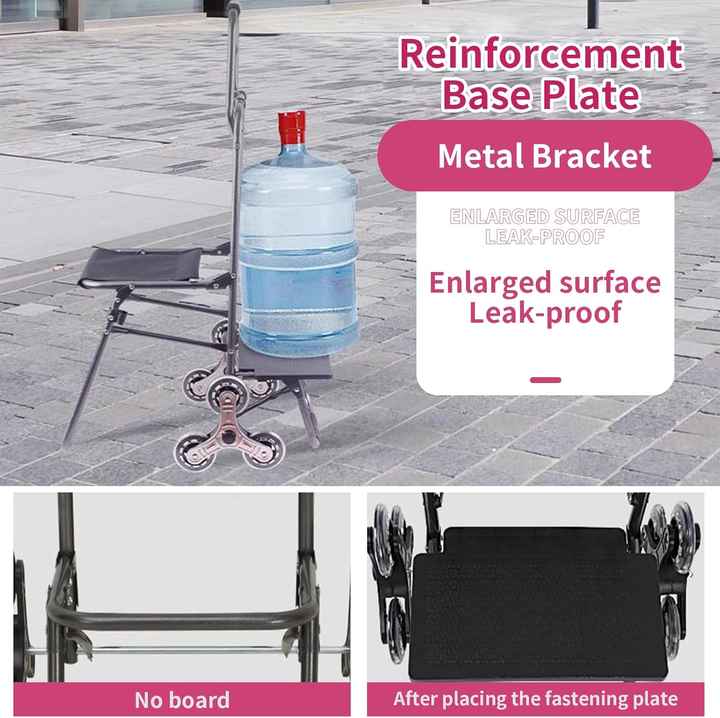 Stair Climbing Shopping Cart with Bag and Seat, Shopping Trolley, Grocery Bag on Wheels with Adjustable Bungee Cord