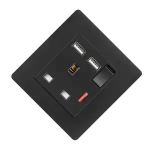 OSWELL British Standard Black Wall Switches and Sockets Home USB Wall Plugs and Switch Socket