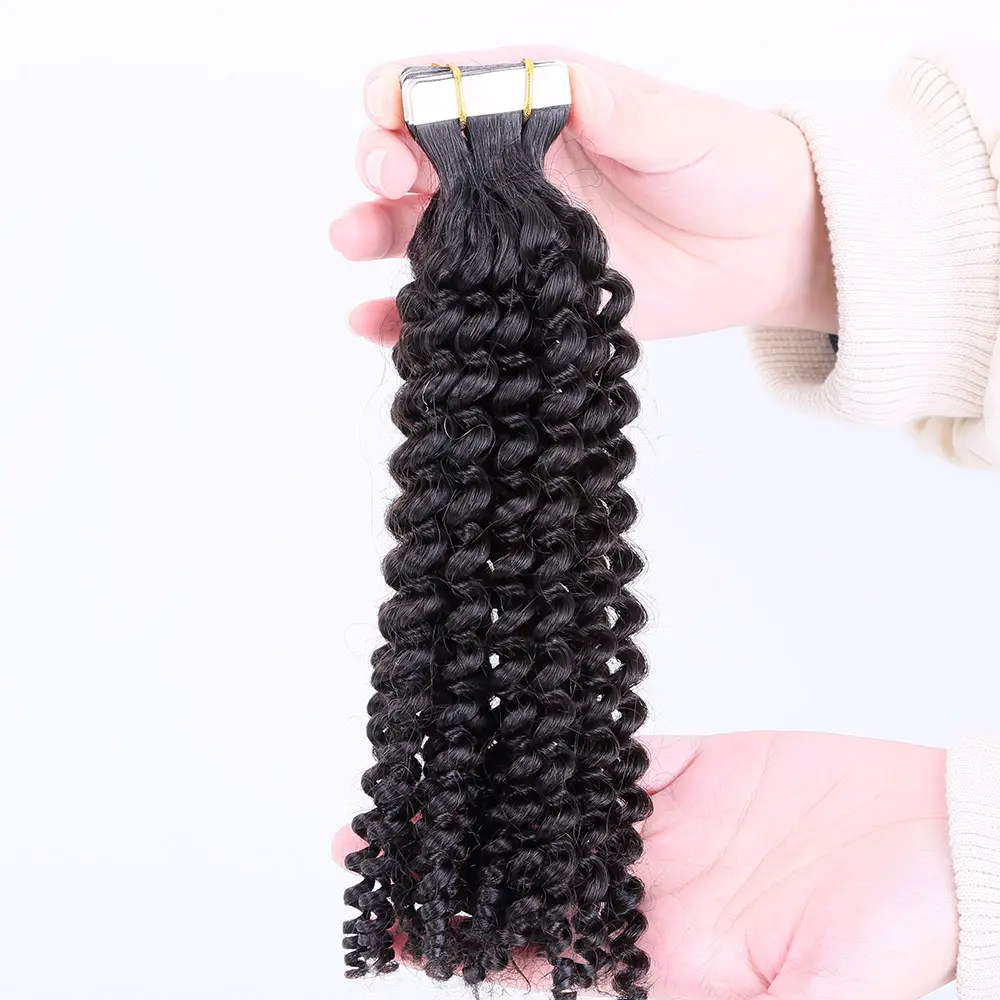 Высококачественная кудрявая лента для наращивания волос topelle 12 А, Бразильская натуральная лента для наращивания волос, кудрявые накладные волосы для женщин