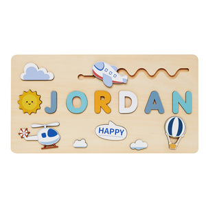 Tableau d'activités Montessori multifonction personnalisable Novacross, <span class=keywords><strong>puzzle</strong></span> en <span class=keywords><strong>bois</strong></span> avec nom et enseignes murales - Product Image 1
