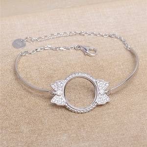 Composants de bijoux en argent S925, style Princesse, pour bracelet à plateau vide avec perle marbrée, 14,5 cm - Product Image 2