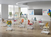 Chaise de bureau moderne pour l'école, la formation et la salle à manger, pour étudiant, avec tablette, cadre en plastique pliable, pieds en fer, poignée coulissante