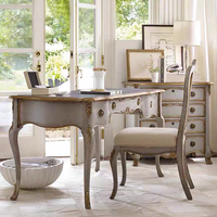 Bureau d'écriture de haute qualité en bois massif antique français avec tiroirs de rangement pour la maison, le bureau et l'étude