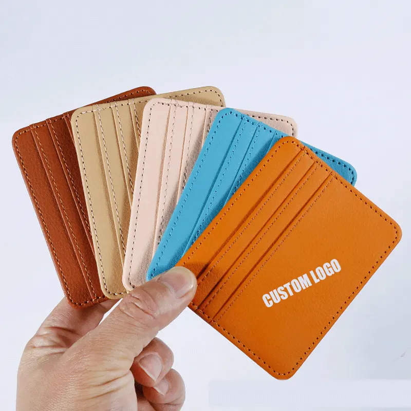 Porta carte di credito in pelle sottile personalizzato all'ingrosso portafogli porta carte di blocco Rfid per uomo donna