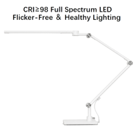 Lampe de bureau LED pliable en métal avec base tactile/infrarouge, variateur de lumière, changement de couleur, écologique, protection oculaire, réglable pour bureau, étude, art