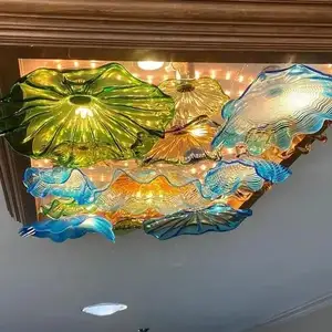 현대 아름다운 꽃 모양 로비 천장 현대 손으로 불어 유리 추상 벽 예술