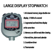Chronomètre Double Rangées 60 Mémoire Running Training Metal Pocket Chronomètre Professionnel De Poche Électronique Sports Stopawtch