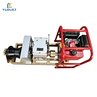 Winch Diesel 8T dengan Kapstan, Penggulung Kabel Cepat, Drum Hourglass Berwarna Merah, Gearbox, Tuas, Pegangan, Basis Tabung Persegi, Konstruksi Maksimal