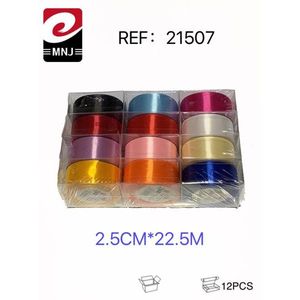 Nastri regalo MNJ di colori misti 2,5 cm x 22,5 m 12 pezzi colori assortiti per decorazioni di confezioni - Product Image 1