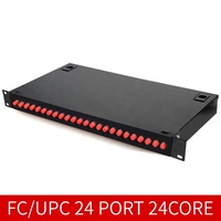 Panel Patch Fiber Optik dan Kotak Terminal 24 Port FC/UPC Baru 2026, Rak 19 Inci, OTB Full Load dengan Adaptor Pigtail