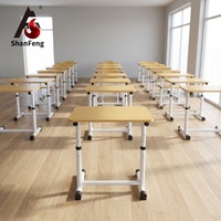 Table de lit multifonctionnelle moderne et durable, bureau portable réglable en hauteur pour l'étude, en contreplaqué, PVC et tube rond, pour chambre et bureau à domicile