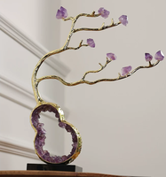 Nouvelle sculpture Feng Shui en cristal d'améthyste de style chinois, gourde et cerf, objet d'art de collection pour la décoration du salon