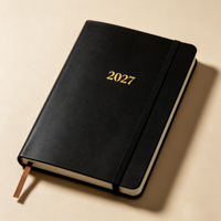 Carnet de notes hebdomadaire A5 en cuir PU, couverture rigide, reliure cousue, avec élastique, logo personnalisé, pour étudiants et écoles, collection 2026-2027 (vente en gros)