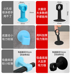 Tope de Puerta de Silicona Anticolisión Sin Taladro con Ventosa Trasera y Manija de Contacto para Instalación en Pared o Suelo para Baño - Product Image 2