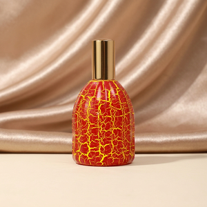Décoration personnalisée Produits les plus vendus Vaporisateur de fissures jaune-orange Tête de pulvérisation de parfum en aluminium Flacon en verre de parfum de 50ml - Product Image 1
