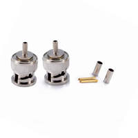 Connecteur coaxial RF à sertir mâle BNC plaqué nickel, connecteur coaxial BNC pour câble coaxial RG174/RG316/RG58/RG59/RG6