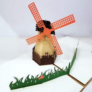 Carte de vœux 3D pour enfants, moulin à vent hollandais créatif, sculpture sur papier 3D rétro, <span class=keywords><strong>film</strong></span> architectural 3D, carte de vœux <span class=keywords><strong>gay</strong></span> pour enfants - Product Image 5