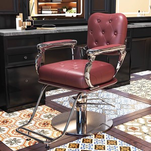 Chaise de barbier vintage en aluminium pour atelier et salon, mobilier de coiffure - Product Image 1