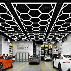 DIY déformable linéaire hexagonal lumière LED suspendu hexagone détaillant Garage lampe salle de sport modulaire plafond Led hexagone lumières