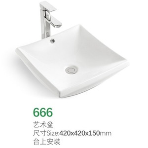 Bassin de comptoir en céramique de Style minimaliste nordique trou de débordement carré salle de bain Art lavabo - Product Image 4