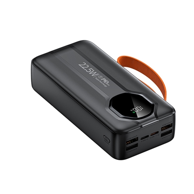 Free Customized Logo Power Bank 30000mah Fast Charging QC3.0 PD 22.5W Built-in Cables ABS Plastic LED
