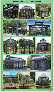 Gazebo en fer forgé vintage européen, <span class=keywords><strong>pavillon</strong></span> en métal forgé à la main pour la décoration de parcs et de villas en plein air - Product Image 5