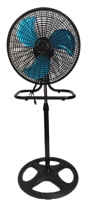 Ventilateur de sol électrique 18 pouces à 3 pales en aluminium Grille en plastique noir Moteur en cuivre 3-en-1 Quatre trous Hauteur réglable Ménage