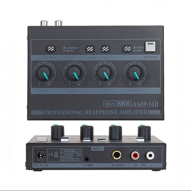 Free logo Professional 4 Channel Headphone Amplifier External Power Adapter for Home/Club Use