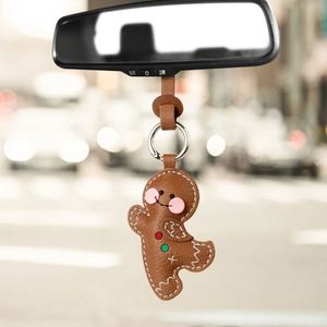 PU <b>Leather</b> Cotton-Filled Cute Gingerbread Man <b>Keychain</b> & Pendant for Couple Bags Phones Cars & Interior Decoration - Product Image 5