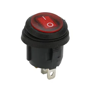 Interruptor basculante iluminado para coche, barco, 12V, 20A, impermeable, redondo, encendido y apagado, Marine, Rojo