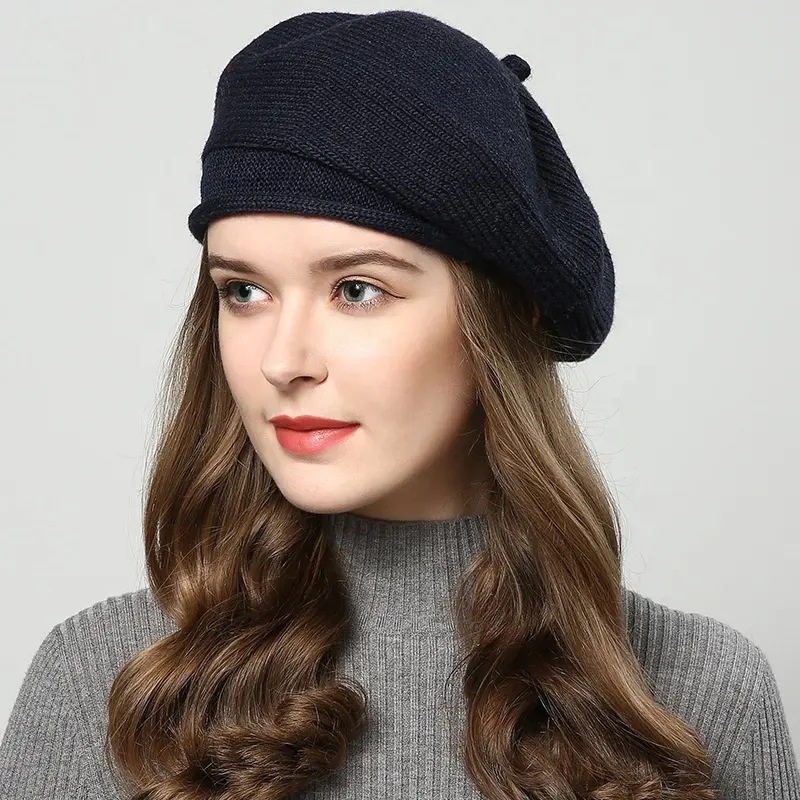 أزياء المرأة سيدة قبعة صغيرة محبوكة قبعة البيريه قبعة للشتاء دافئ فستان