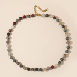 Bohemia Style Handmade Jewelry Men Women Choker 6mm Green <strong>Beads</strong> Natural Stone Necklace - Product Image 6