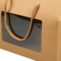 Boîtes en papier kraft personnalisées avec poignées et couvercles transparents, pelliculage brillant, ensemble personnalisable pour fruits frais et pâtisseries