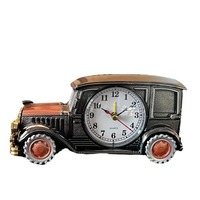Vintage Nostalgie Klassisches Auto Harz-Skulptur Künstlerische Skandinavische Wohndekorationen Digitaler Zeiger Schreibtisch-Figur Geschäftsgeschenk
