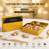 Caja Rectangular de Hojalata Personalizada con Arte Callejero Chino, Tapa Dorada y Negra para Dulces, Té, Regalos, Empaque Personalizado con Logotipo OEM ODM