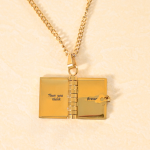 Collana con Ciondolo a Forma di <span class=keywords><strong>Libro</strong></span> Apribile 'Bibbia Vai a Messa', con Pagina Incisa, Collana '<span class=keywords><strong>Libro</strong></span> delle Risposte', Regalo per la Chiesa - Product Image 2