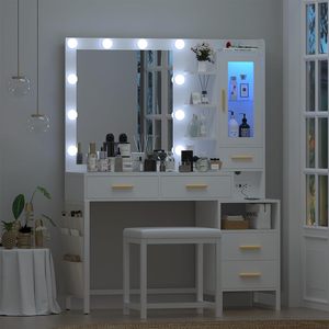 <span class=keywords><strong>Table</strong></span> de toilette multifonctionnelle Phoenix Home OEM <span class=keywords><strong>avec</strong></span> miroir éclairé LED blanc, style moderne, pour chambre à coucher ou hôtel - Product Image 3