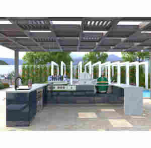 Dorene <span class=keywords><strong>diy</strong></span> בר מטבח חיצוני עם ארונות נירוסטה מודרניים, גז גריל, תנור גובה מתכוונן, התקנת גינה מקורה - Product Image 3