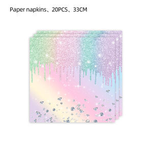 Hiện Đại Cầu Vồng Gradient Macaron Kim Cương Dùng Một Lần Giấy Tấm Set Sinh Nhật Đảng Khăn Trải Bàn Trang Trí - Product Image 4