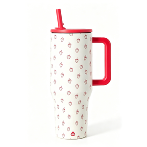 Gobelet isotherme en acier inoxydable de 40 oz avec poignée et couvercle à paille, motif léopard imprimé animal, pour voyage - Product Image 3