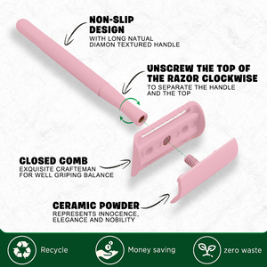 Rasoir de sécurité à double tranchant réutilisable avec manche en métal, rasoir coloré - Product Image 4