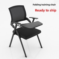 Chaise pliante de salle de réunion en tissu maillé, chaise de formation avec tableau d'écriture intégré, chaise de bureau avec table intégrée, chaise d'étude empilable
