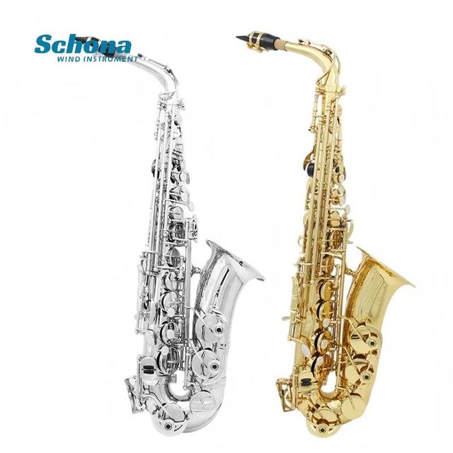 Eb Alto Saxophone, Nickel-plated/gold-lacquered Body, Hand-engraved, Suitable for Schools and Beginners' Practice